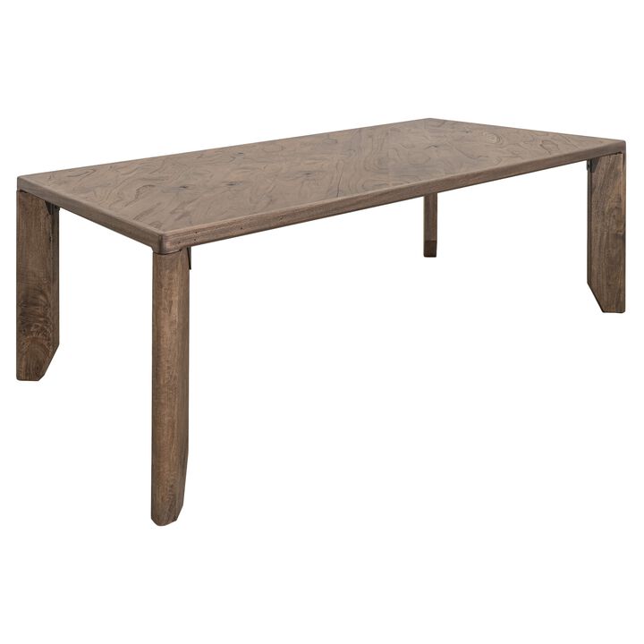 Tacey Dining Table, Rustic Peanut Brown Mango Wood Rectangular 79 Inch