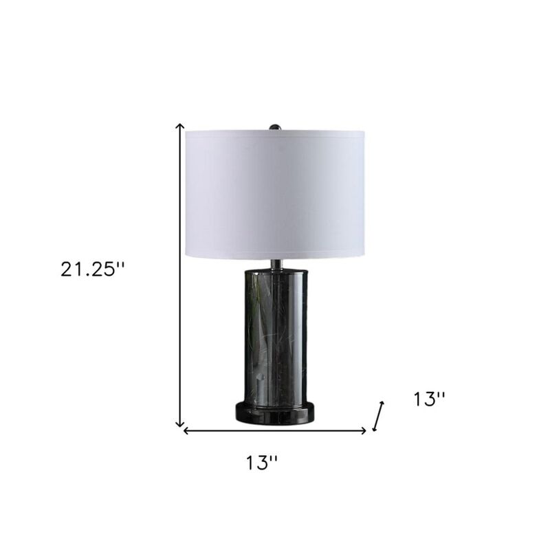 Hivvago 21" Glass LED Cylinder Table Lamp with Nightlight and White Drum Shade
