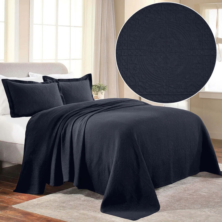 Lightweight Cotton Matelasse Bedspread and Shams Set for Bedroom