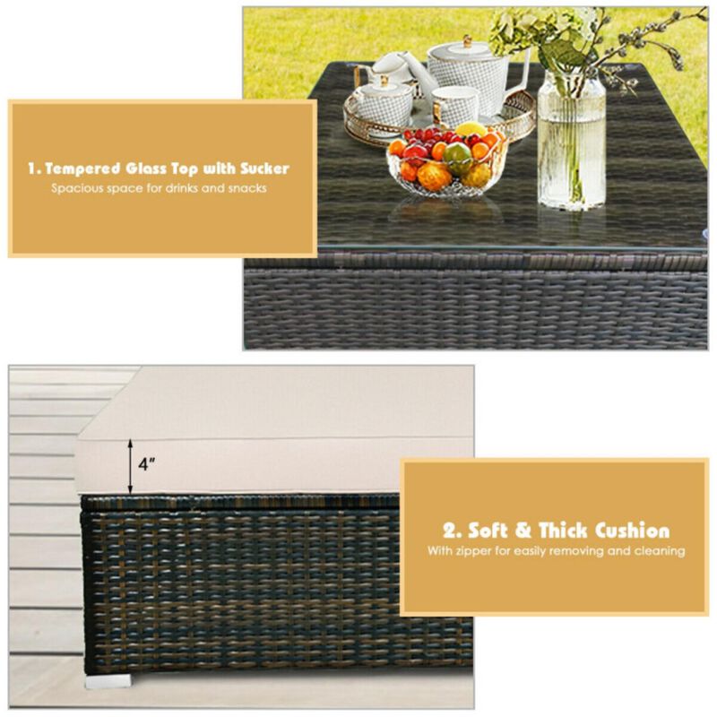 Hivvago 5 Pieces Outdoor Patio Rattan Furniture Set Sectional Conversation with Cushions