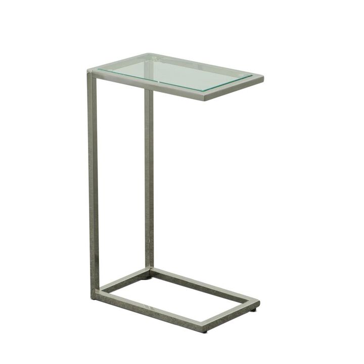 Carolina Living Aggie C-Form Accent Table - Glass Top - Chrome