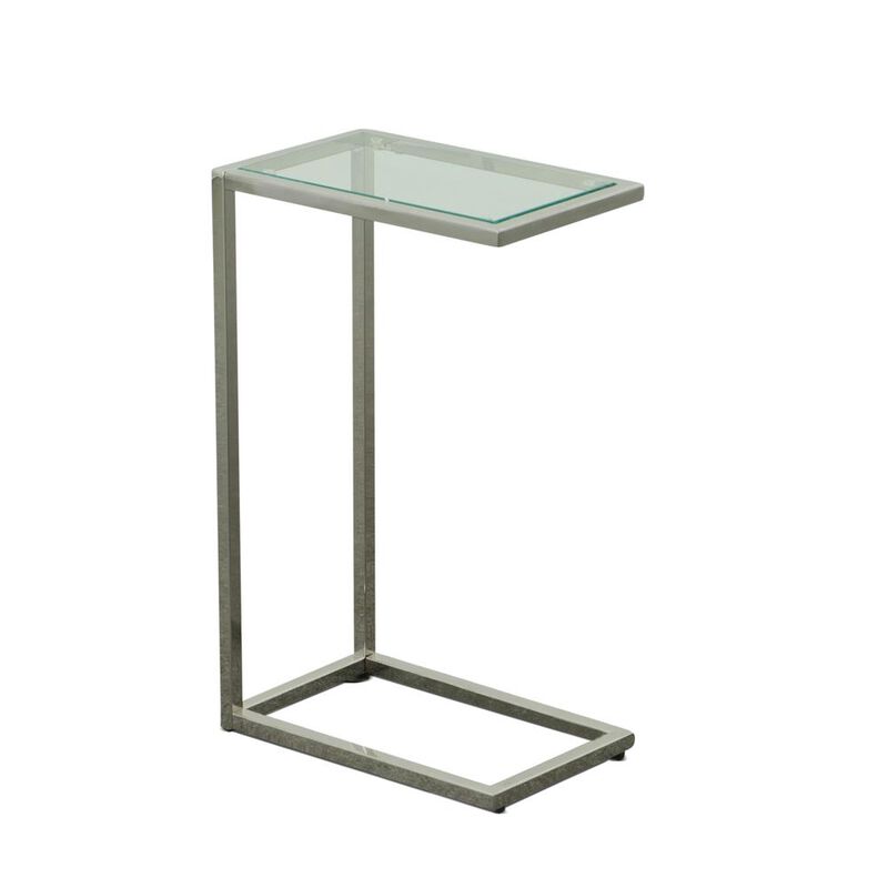 Carolina Living Aggie C-Form Accent Table - Glass Top - Chrome