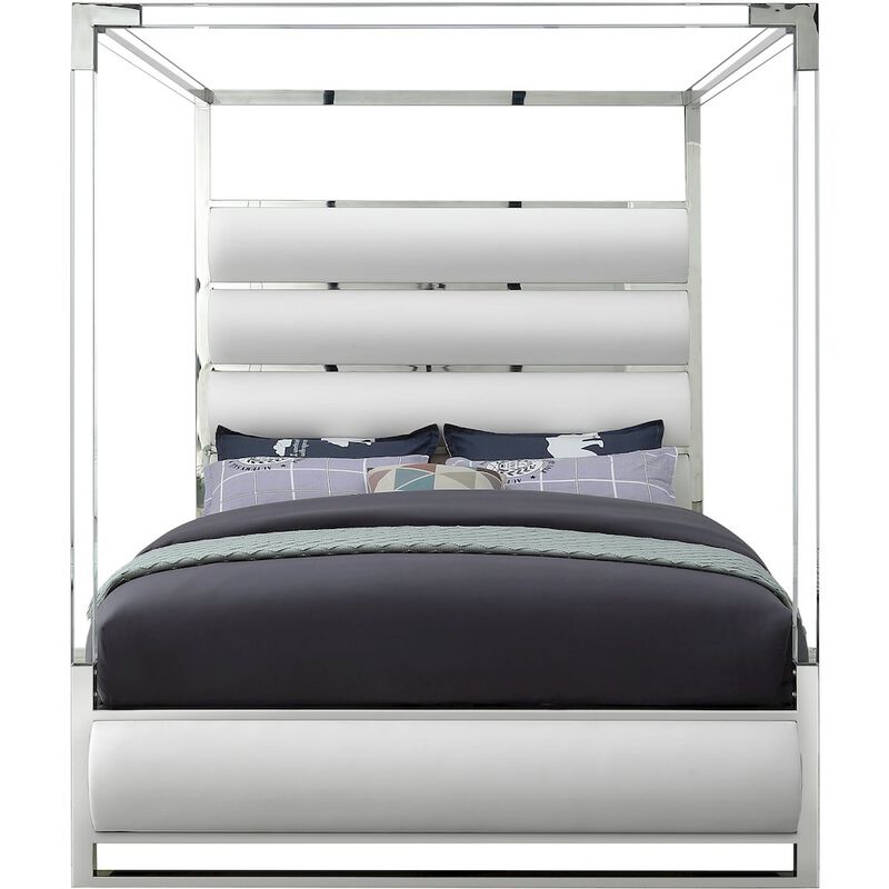Meridian Furniture Encore White Vegan Leather King Bed