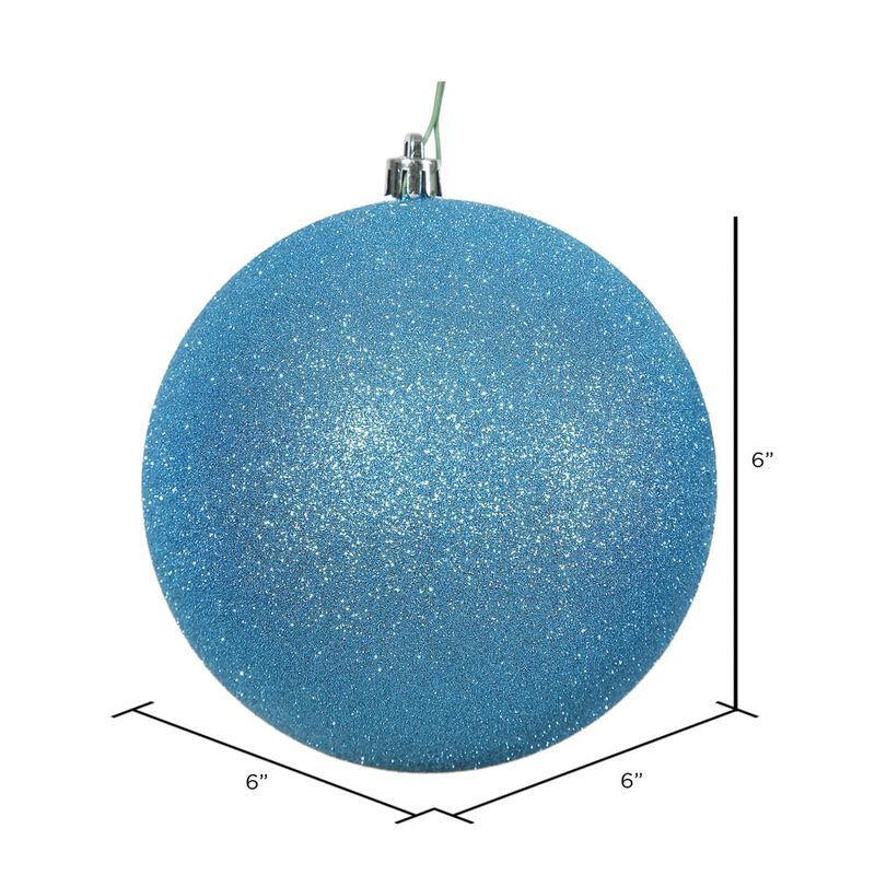 Vickerman 6" Turquoise Glitter Ball Ornament, 4 per Bag image number 1