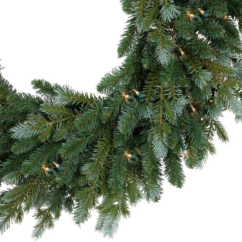 Pre-Lit Blue Spruce Artificial Christmas Wreath  36-Inch  Clear Lights