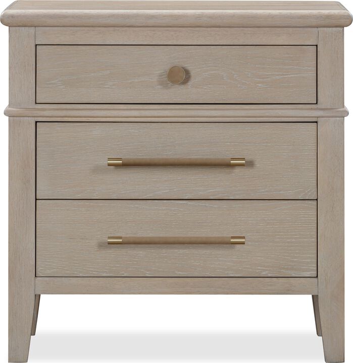 Camden Three Drawer Oak Wood Nightstand in Chai