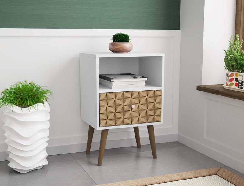 Liberty 1.0 Nightstand in White and Brown Pattern