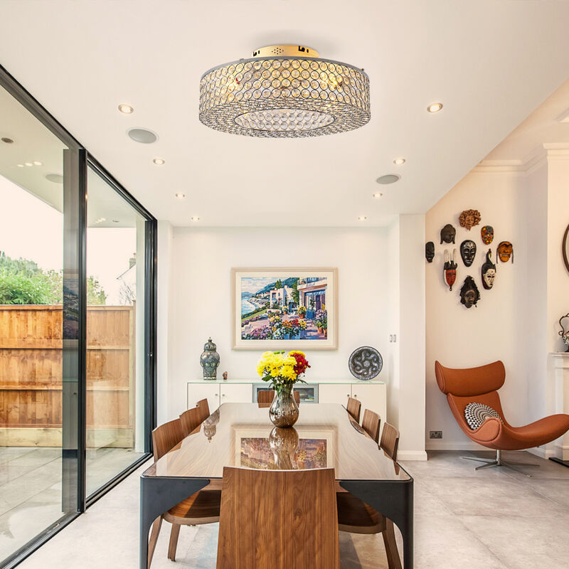 ELEMENT ACE Crystal Flush Mount Ceiling Fan with Remote Control and Light Kit image number 8