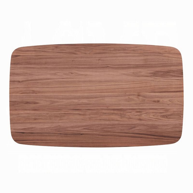 Kinni Dining Table, Walnut Brown Wood, Bent Legs, Rectangular 59 Inch