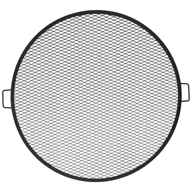 Sunnydaze Round Steel X-Mark Fire Pit Cooking Grill with Handles