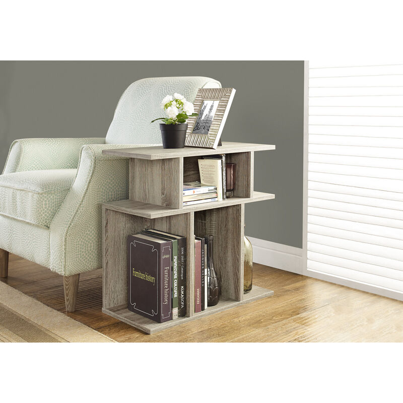 Wood Accent Table with 6 Open Storage Slots &ndash; Ideal for Books, Decor & More