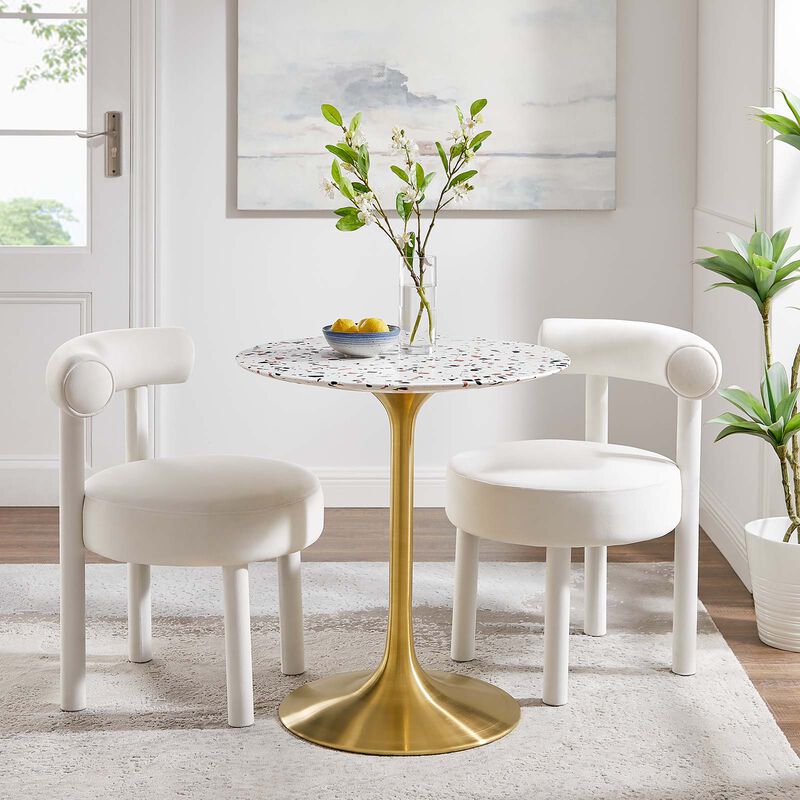 Modway - Lippa 28" Round Terrazzo Dining Table Gold White
