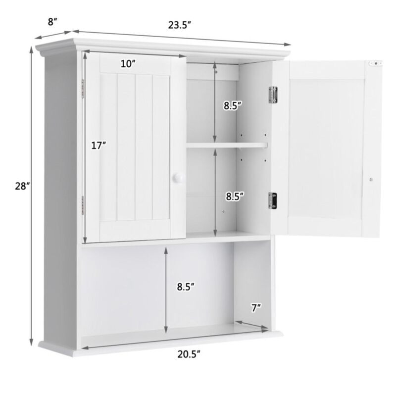 Hivvago 2-Door Wall Mount Bathroom Storage Cabinet with Open Shelf