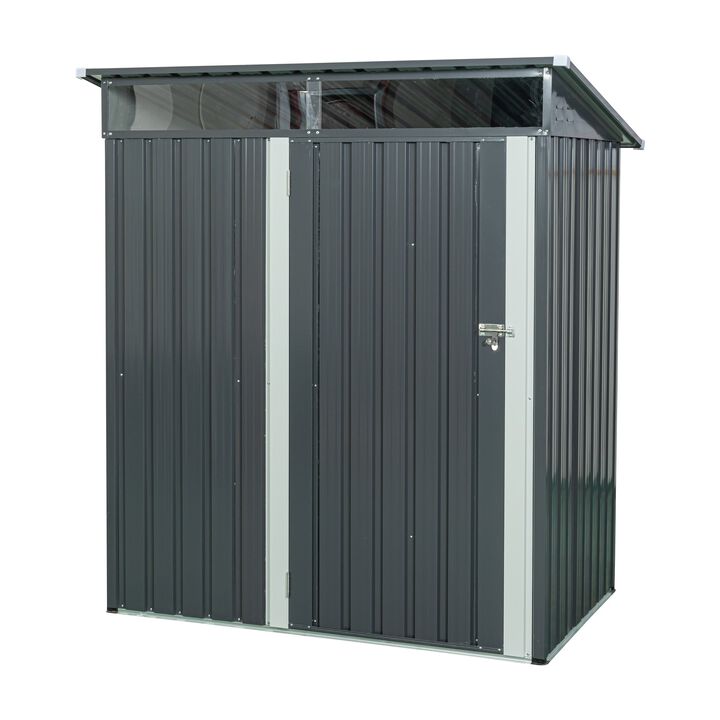 MONDAWE 5ft x 3ft Steep Slope Outdoor Metal Storage Shed With Transparent Plate and Hinged door