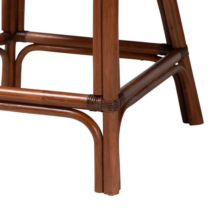 bali & pari Petra Natural Rattan Counter Stool - Handwoven Wicker Accent Stool with Wingback Profile and Cutout Handle, Espresso image number 5