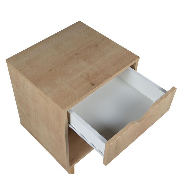 Bedroom Nightstand with Single Drawer &ndash; Wood and Manufactured Wood Construction