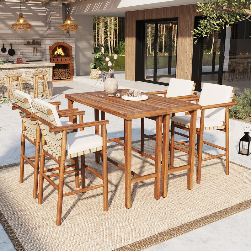 Whisen Outdoor Bar Set with 2 Tables & 4 Stools, Perfect for Patio, Backyard, or Poolside Dining image number 2