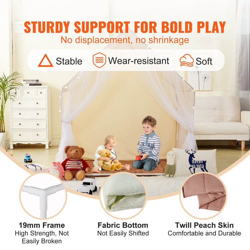 Kids Yurt Play Tent with Mat and Lamp, Indoor Outdoor Tent with Windows, Ages 1&ndash;5