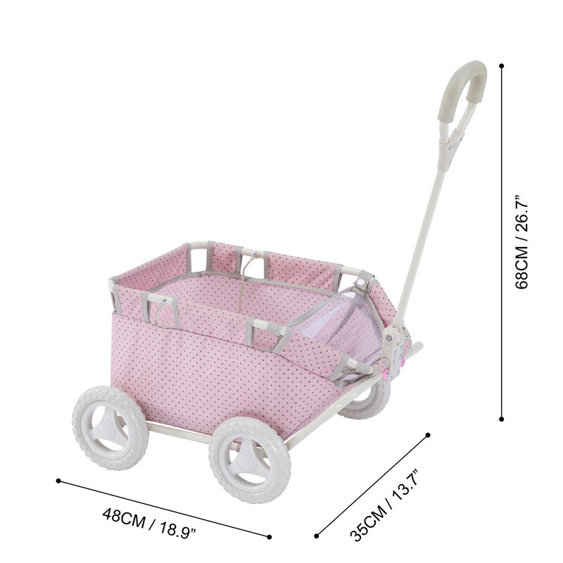 Olivia's Little World Polka Dot Princess Baby Doll & Stuffed Animal Wagon, Pink image number 4