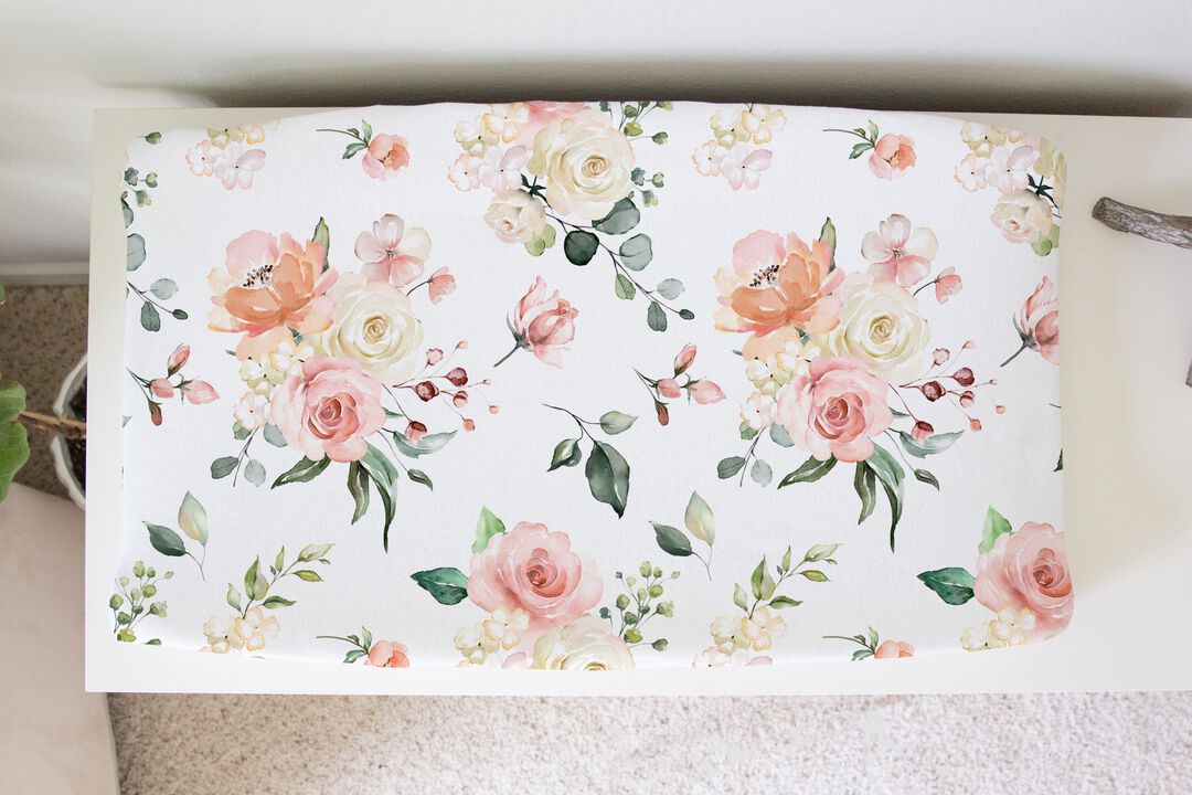 Baby Changing Pad Cover - Peach Floral
