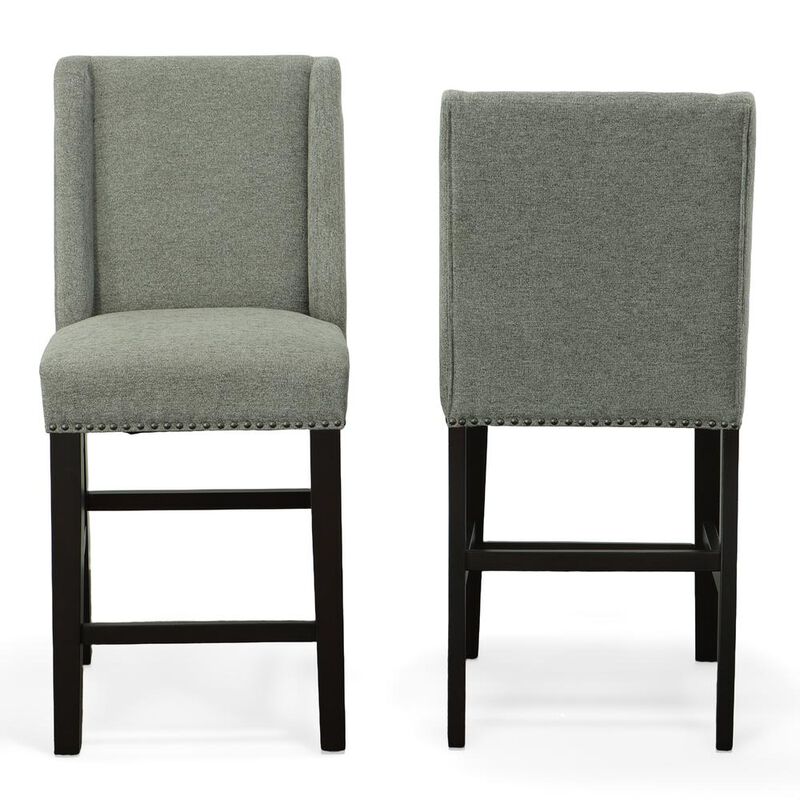 Carolina Living Upholstered 24 Counter Stool - Set of 2 - Espresso - Charcoal Upholstery
