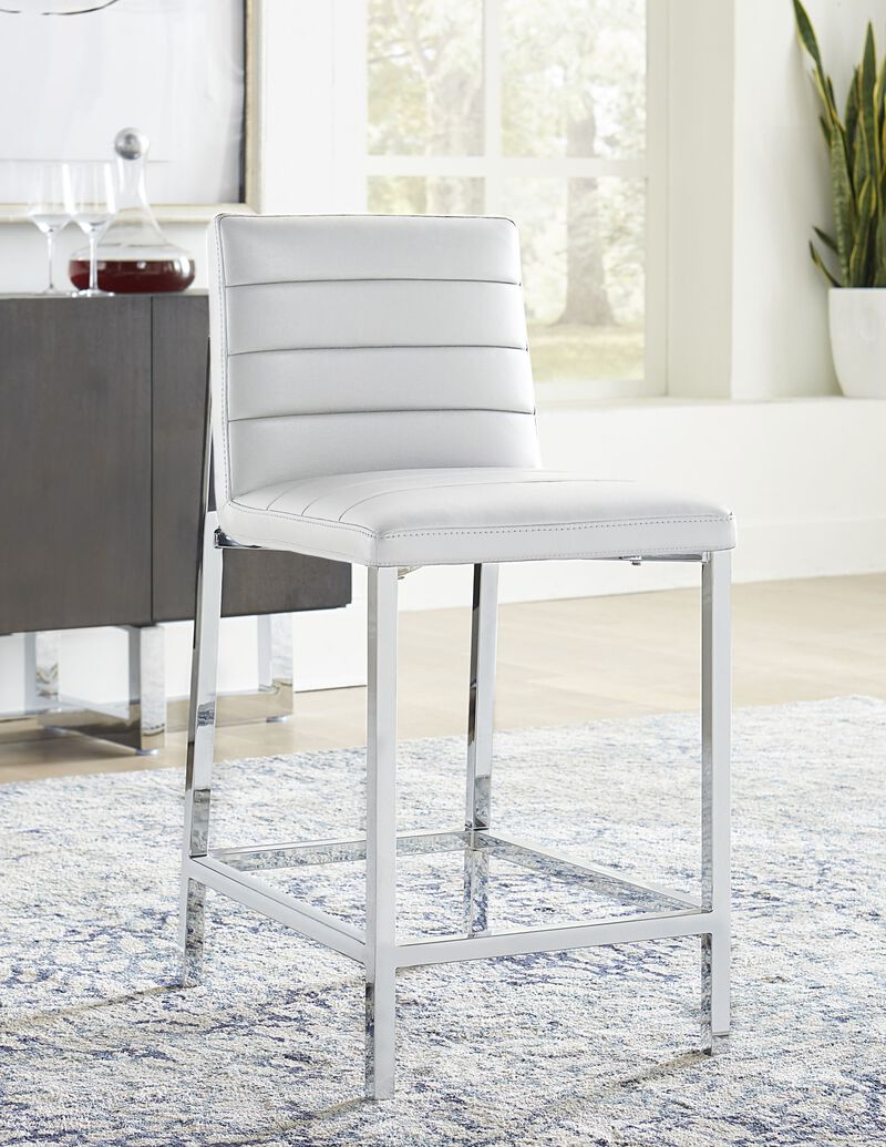 Amalfi Metal Back Counter Stool in White Leather - Set of 2
