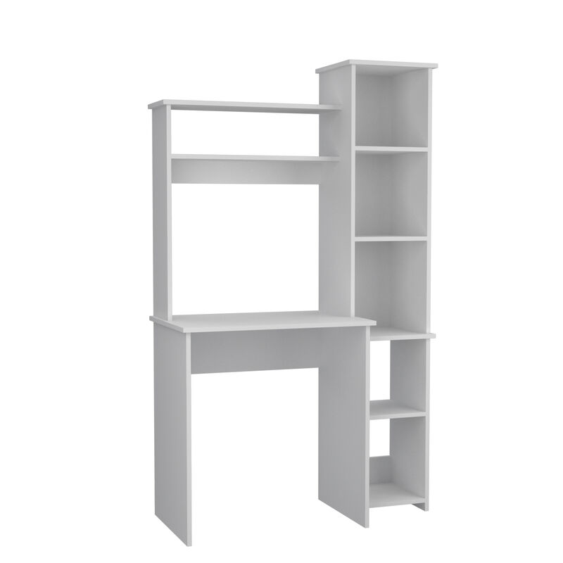 DEPOT E-SHOP Aramis Desk, Five Shelves, Two Superior Shelves, White