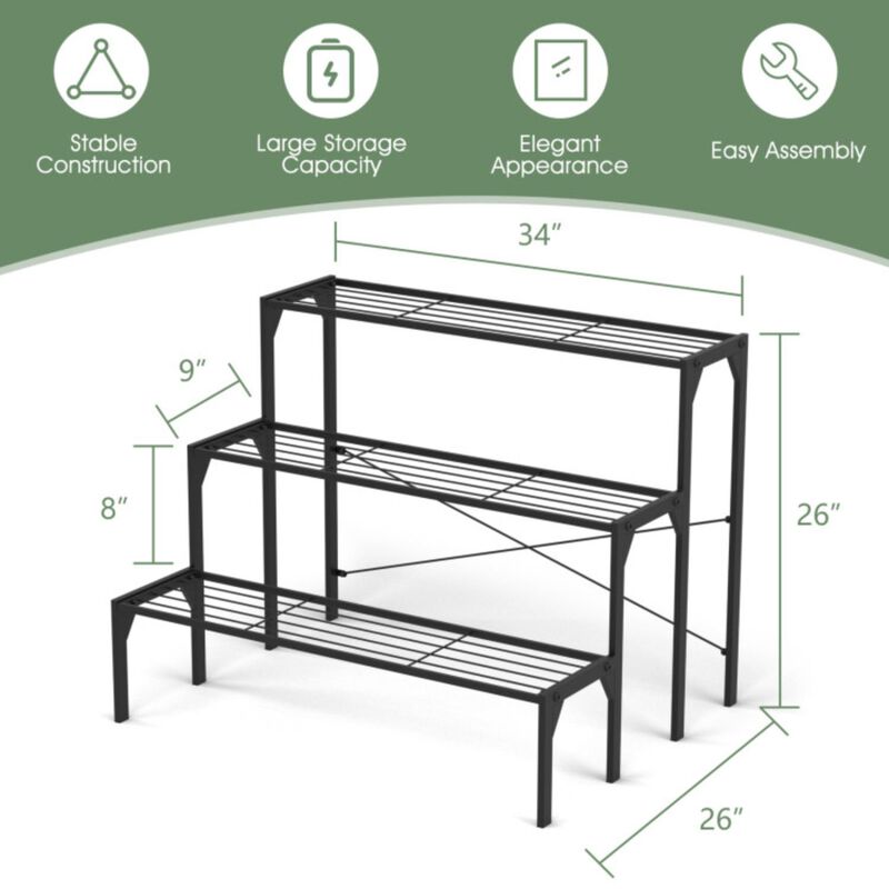 Hivvago 3 Tier Outdoor Metal Heavy Duty Modern for Multiple Plant Display Stand Rack