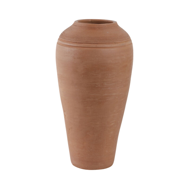16x9" Terracotta Ribbed Floor Vase, Natural image number 0