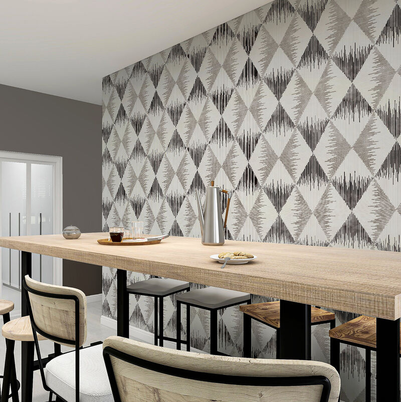 Reuben Grey Ikat Wallpaper image number 4