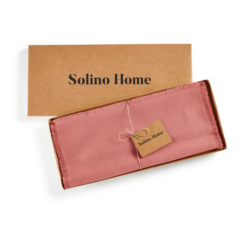Solino Home Fringe 100% Linen Table Runner &ndash; Handcrafted, Machine Washable, Perfect for Holiday and Everyday Dining