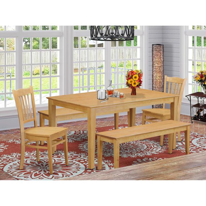 5 Pc Dining room set - Table for small spaces and 2 Kitchen Chairs also 2 benches