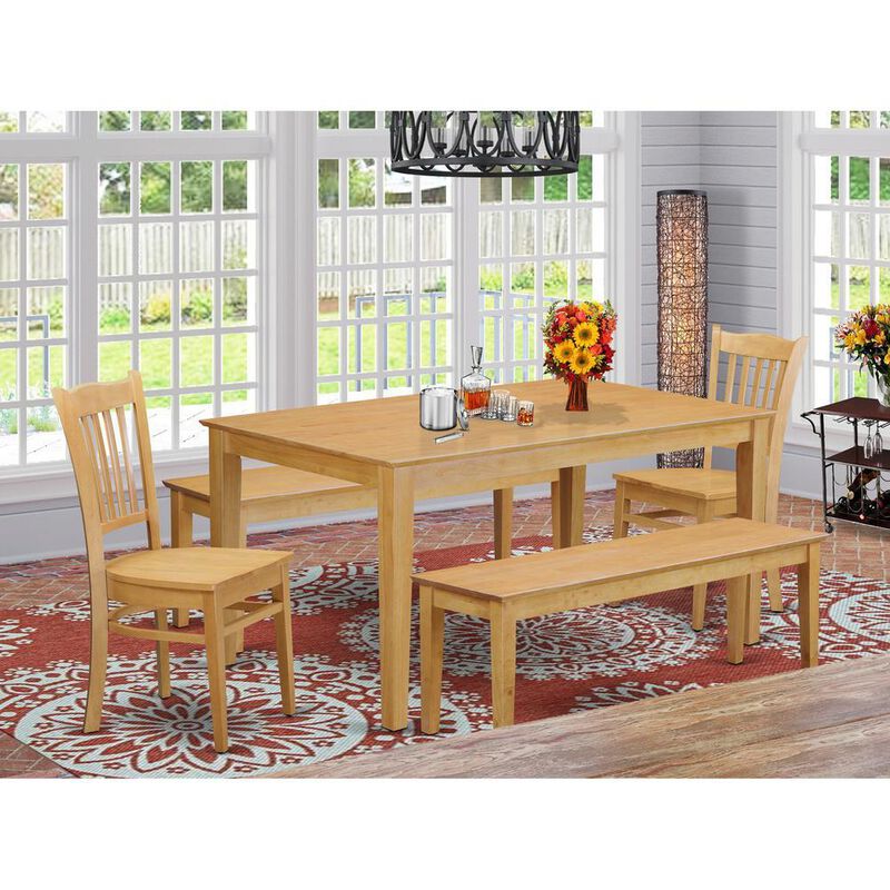 5 Pc Dining room set - Table for small spaces and 2 Kitchen Chairs also 2 benches