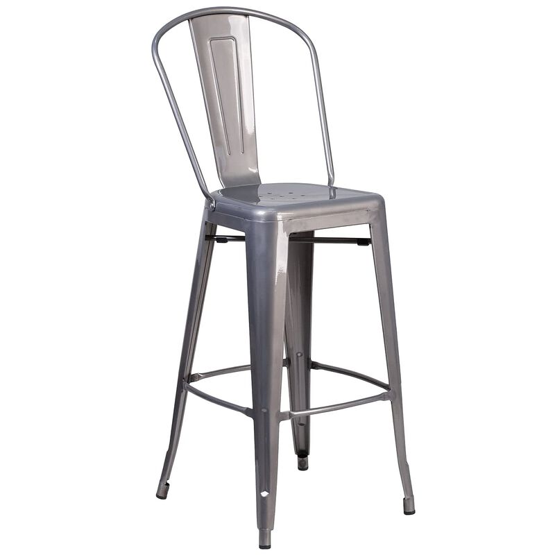Flash Furniture 30'' High Clear Coated Indoor Barstool with Back image number 0