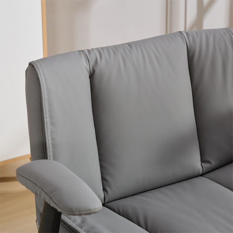 with Flip-Up Armrests Leather, Cross Legged Office Chair on Wheels image number 6
