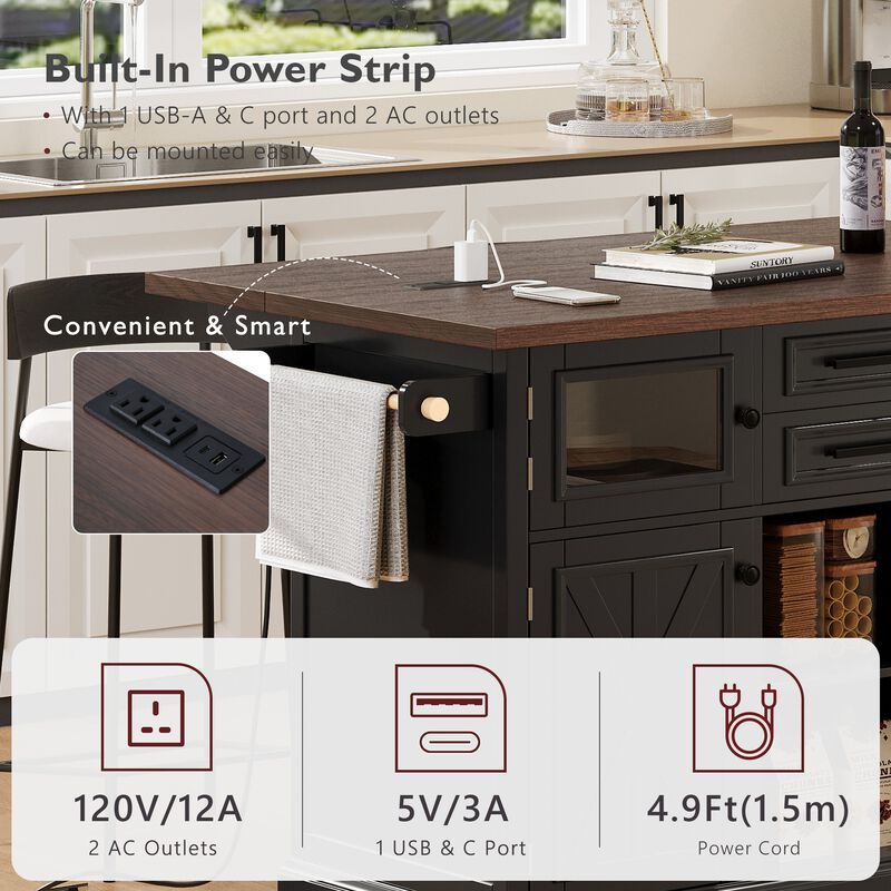 Hocarn Drop Leaf Kitchen Island image number 6