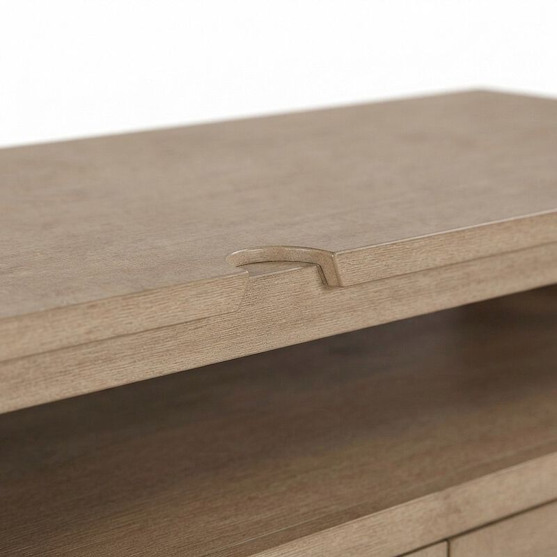 Rubberwood and Mindi Veneer Transitional Casual Sofa Console Table, Sand image number 5