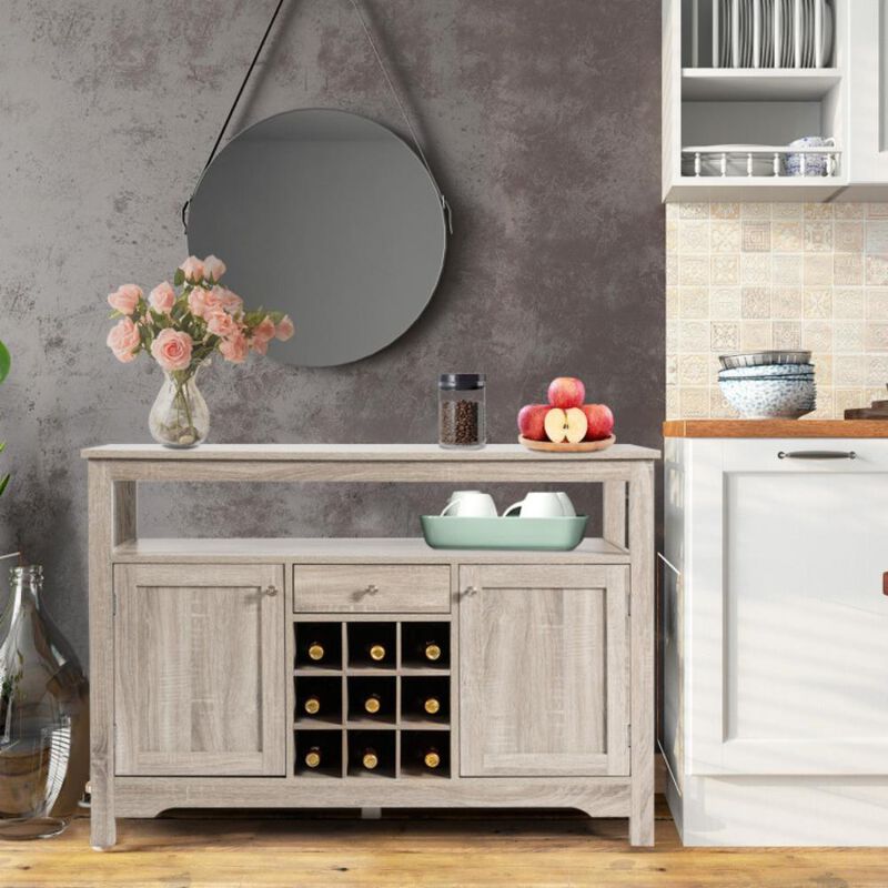 Hivvago Server Buffet Sideboard With Wine Rack and Open Shelf