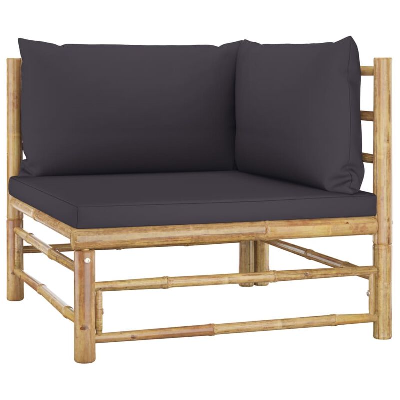 vidaXL 9 Piece Garden Lounge Set with Dark Gray Cushions Bamboo