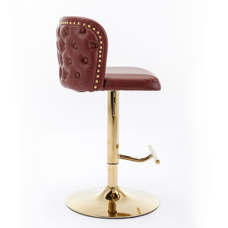Streamdale Adjustable Swivel Bar Stools, Wine Red, Set of 2 image number 3