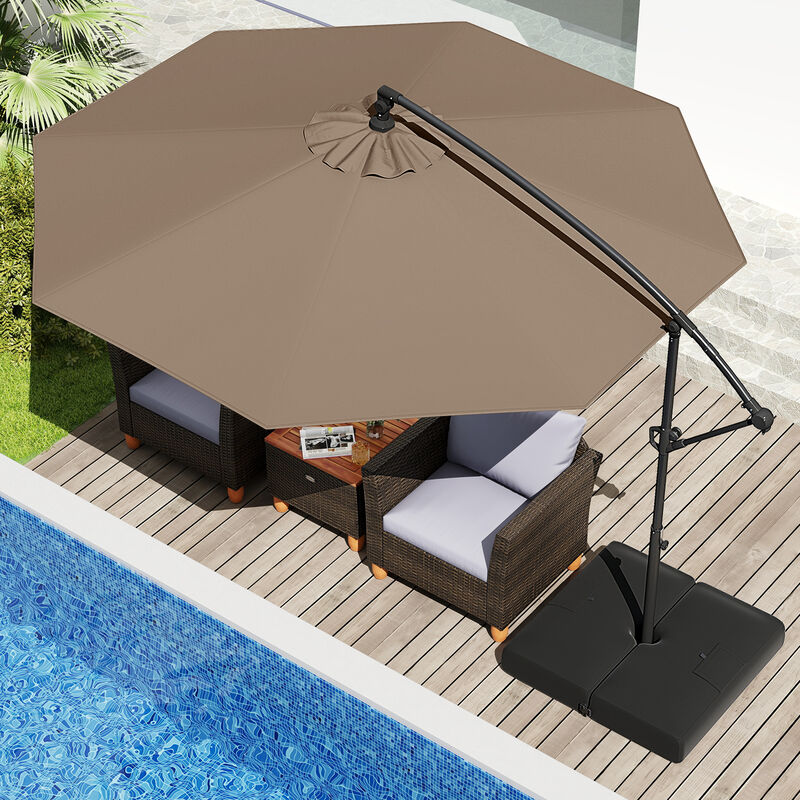 Offset Hanging Patio Umbrella with Base &ndash; Tilt Function Cantilever Design