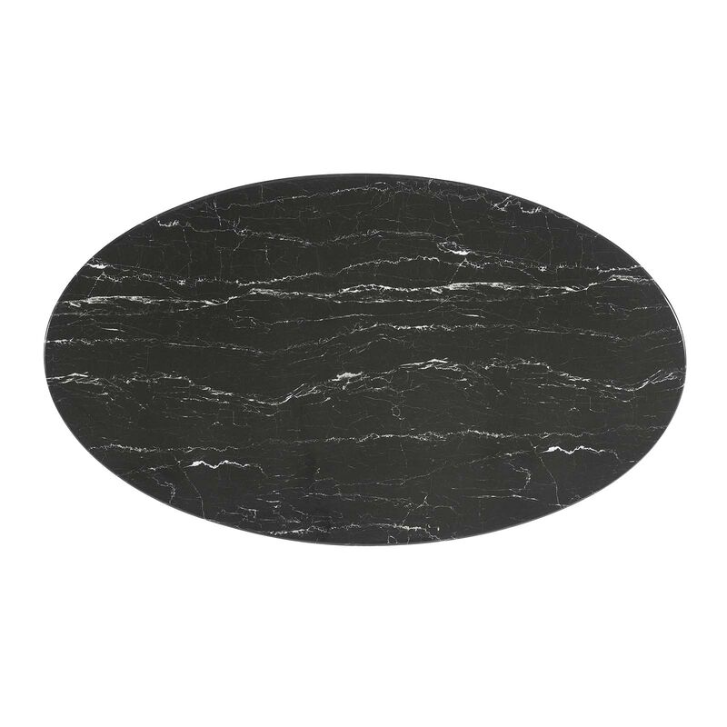 Modway - Lippa 54" Oval Artificial Marble Dining Table White Black image number 2