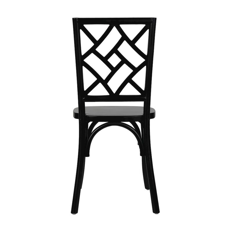 Flash Furniture Brooklyn Black Solid Wood Stackable Dining Chair with Intricate Back Detail image number 2