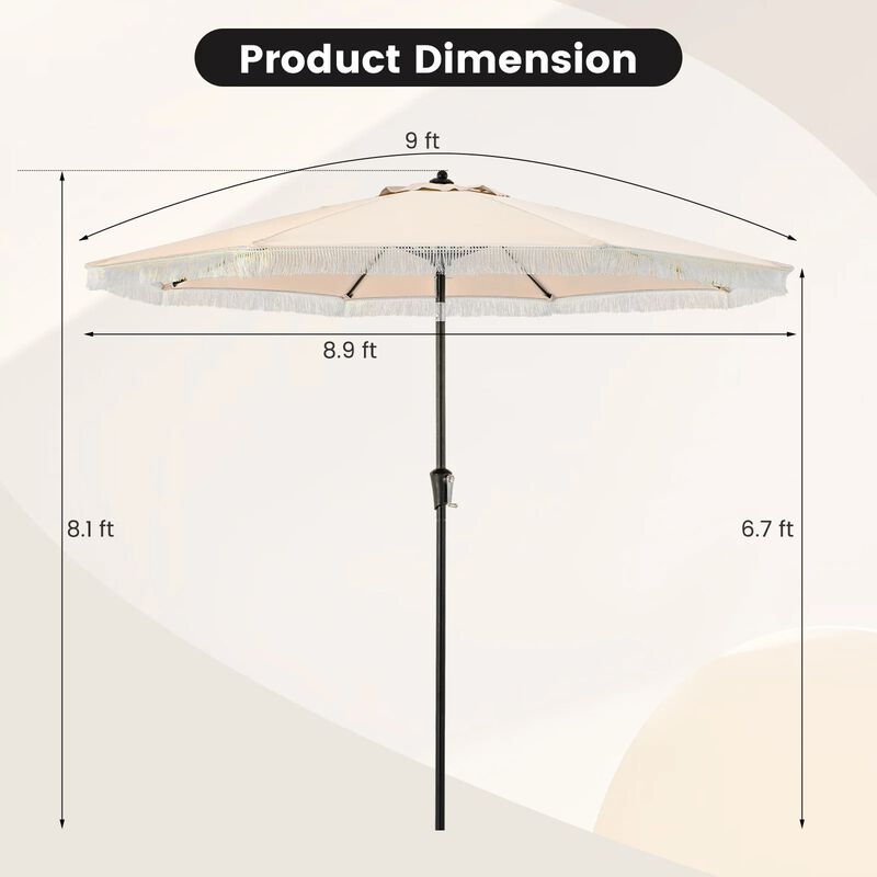 Mondawe 9 FT Patio Umbrella with Sun-Protective Canopy for Patio Garden Pool