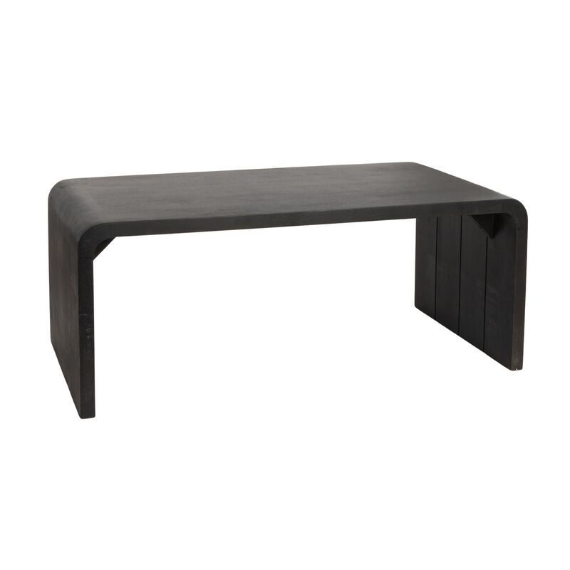 Modern Waterfall Edge Mango Wood Coffee Table, Black image number 0