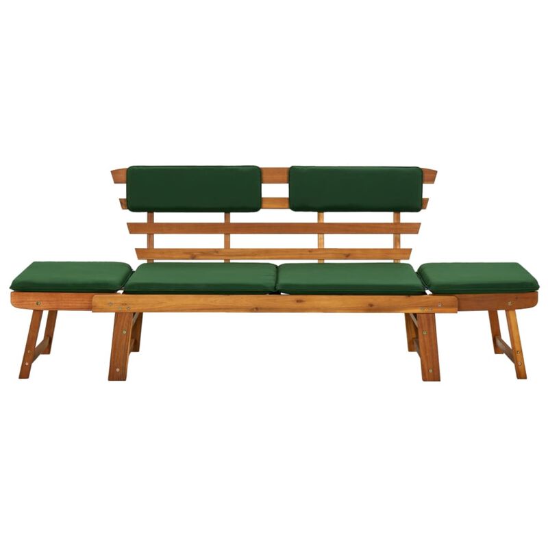 vidaXL Garden Bench with Cushions 2-in-1 74.8" Solid Acacia Wood
