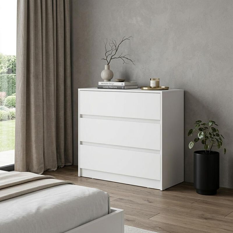 HomeRoots 33" Black Three Drawer Dresser image number 1