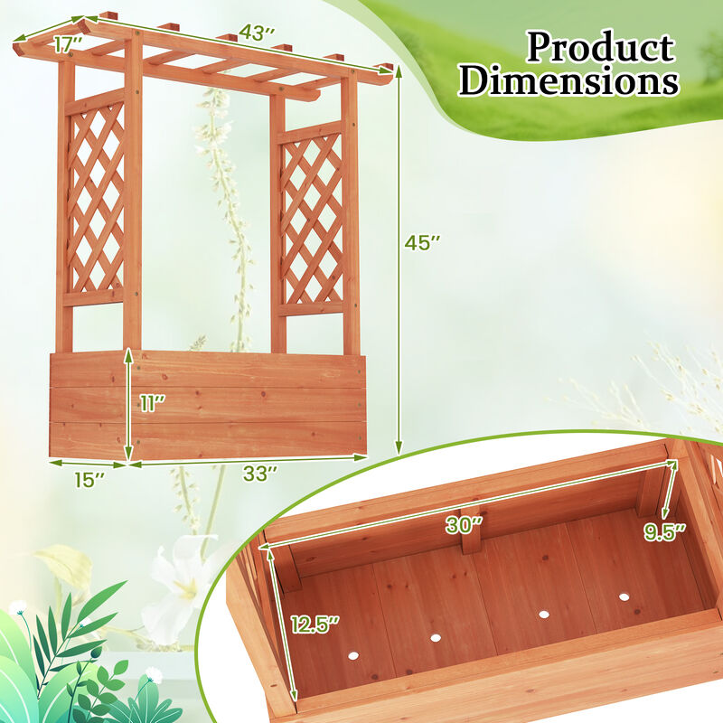 Raised Garden Bed Elevated Planter Box with Trellis and Hanging Roof