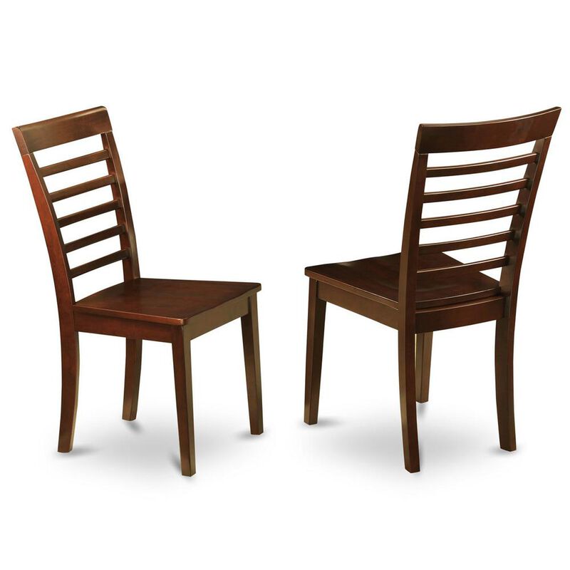 East West Furniture Milan  Chair  with  Wood  Seat  -  Mahogany  Finish,  Set  of  2