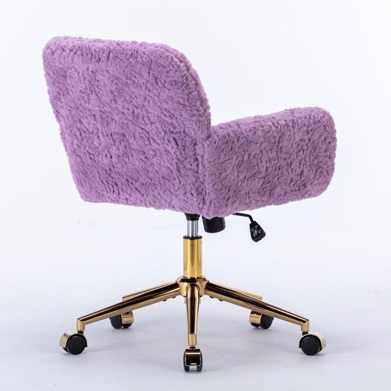 Home Office Chair with Golden Base – Adjustable Swivel Desk & Vanity Chair for Modern Spaces